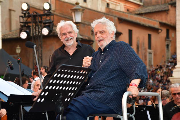 IPA86455615 - Rome, Piazza del Campidoglio: Nicola Piovani’s Tribute Concert to Ennio Morricone. Pictured: Nicola Piovani and Luigi Lanzillotta  Copyright: xVincenzoxLandix xVincenzoxLandix 86455615