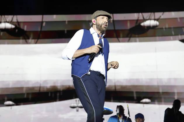 Juan Luis Guerra in concert during the Iconica Santa Lucia Sevilla Fest in Plaza de Espana, Seville, Spain. July 5, 2026 Concierto de Juan Luis Guerra durante el Iconica Santa Lucia Sevilla Fest en la Plaza de Espala de Sevilla, Espana. 5 de Julio de 2026 66 LS Cordon press Cordon Press 