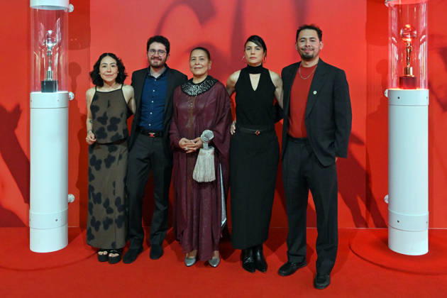The 60th Karlovy Vary International Film Festival continued on its fifth day, in Karlovy Vary, Czech Republic, on July 7, 2026. A delegation of filmmakers presented the competition film Five Years and Four Months , a co-production between Colombia and the United States. From left: cinematographer Paula Moreno, director Esteban Hoyos Garcia, actress Carmina Martinez, actress Jenny Nava and director Juan Miguel Gelacio. (CTKxPhoto SlavomirxKubes) CTKPhotoP2026070707290  CTKPhotoP2026070707290