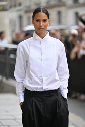 PFW Haute Couture Armani Prive Outside Arrivals JR Cindy Bruna arriving at the Armani Prive show during Haute Couture Fashion Week in Paris, France, on 7 July 2026. Photo by Julien Reynaud APS-Medias ABACAPRESS.COM Paris France  Copyright: xReynaudxJulien APS-Medias ABACAx
