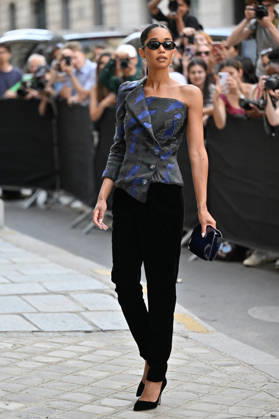 PFW Haute Couture Armani Prive Outside Arrivals JR Laura Harrier arriving at the Armani Prive show during Haute Couture Fashion Week in Paris, France, on 7 July 2026. Photo by Julien Reynaud APS-Medias ABACAPRESS.COM Paris France  Copyright: xReynaudxJulien APS-Medias ABACAx