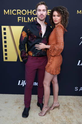 Los Angeles CA July 07: Ty Trumbo, Samantha Neyland- Trumbo. at Microhouse Films Hosts Launch Event For New Vertical Storytelling Platform held at The SRGN Studios in Los Angeles, CA. on July 07, 2026 Credit: AdMedia Los Angeles USA - ZUMAa123 20260707_zaa_a123_197 Copyright: xADx
