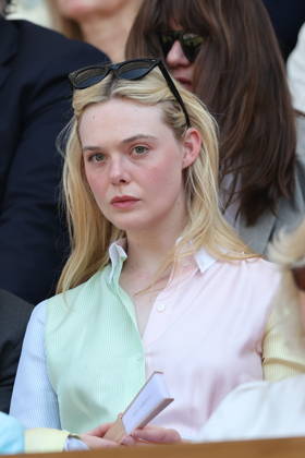 . 08 07 2026. London, United Kingdom. Queen Camilla, Peter Phillips and Harriet Sperling and Elle Fanning in the Royal Box on day ten of the Wimbledon Tennis Championships in London. xStephenxLockx xi-Imagesx IIM-26894-0075