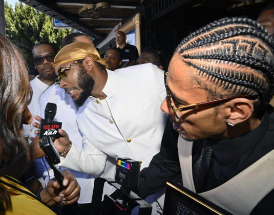Flesh-n-Bone (L) and Layzie Bone of the Hip-Hop group Bone Thugs-N-Harmony speak with reporters during a ceremony honoring them with the 2,851st star on the Hollywood Walk of Fame in Los Angeles on Wednesday, July 8, 2026.  LAP2026070826 JIMxRUYMEN