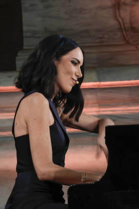 July 8, 2026, Rome, Rome, Italy: Pianist and presenter Gloria Campaner during the final evening of the eightieth edition of the Strega Prize literary competition in Piazza del Campidoglio, Rome, 08 07 2026 Rome Italy  - ZUMAa289 20260708_zia_a289_246 Copyright: xRiccardoxDexLucax xAgfx
