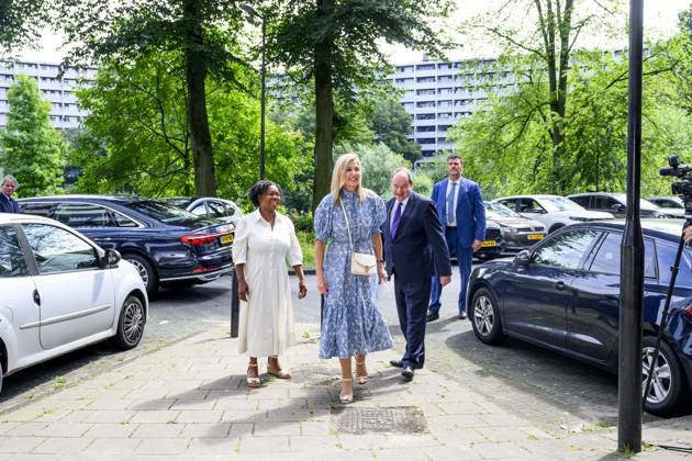 Queen Máxima and Hans Vijlbrief During Working Visit - Amsterdam Queen Máxima and Minister of Social Affairs and Employment Hans Vijlbrief visit the Zuidoost district in Amsterdam as part of the Debt-Free Neighbourhood approach on July 9, 2026, to share knowledge regarding area-based working, scaling up successful initiatives, and cooperation with the Foundation for Financial Health in the Netherlands (SFGN). Photo by Bruno Press ABACAPRESS.COM Netherlands Copyright: xBrunoxPress ABACAx