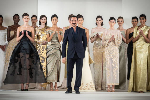 PFW HC Rami Al Ali Catwalk NB A model walks the runway during the Rami Al Ali Haute Couture Fall Winter 2026 2027 show as part of Paris Fashion Week on July 09, 2026 in Paris, France. Photo by Nasser Berzane ABACAPRESS.COM Paris France Copyright: xBerzanexNasser ABACAx