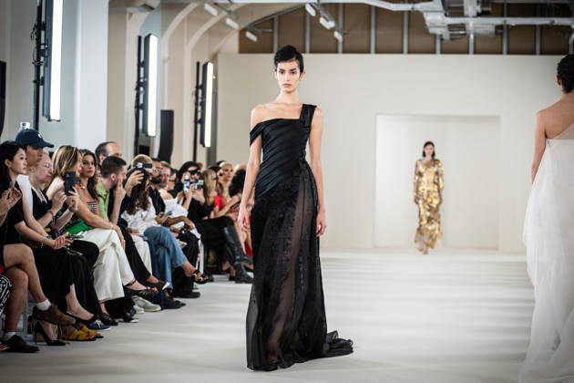PFW HC Rami Al Ali Catwalk NB A model walks the runway during the Rami Al Ali Haute Couture Fall Winter 2026 2027 show as part of Paris Fashion Week on July 09, 2026 in Paris, France. Photo by Nasser Berzane ABACAPRESS.COM Paris France Copyright: xBerzanexNasser ABACAx