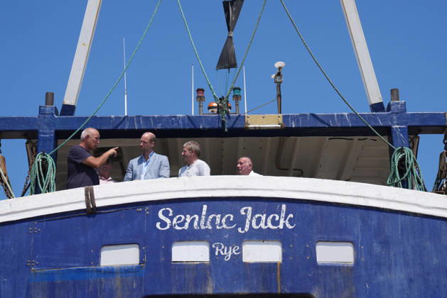 Prince of Wales visit to Hastings The Prince of Wales (3rd right) meets fishermen while on a fishing boat in the Old Town, during his visit to Hastings, East Sussex, to highlight the town s fishing community and the vital work of local youth-led and community-driven organisations. Picture date: Thursday July 9, 2026., Credit:Gareth Fuller PA ROTA - B68 Avalon UK, Hastings Copyright: xGarethxFullerx xPAxROTAx-xB68x xAvalonx 1115505337