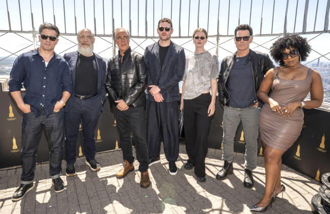 July 8, 2026, New York, Ny, United States: Hamish Allan-Headley, J.K. Simmons, Titus Welliver, Tom Brittney, Hilary McCormack, Vincent Walsh, Jessica Frances Dukes visit Empire State Building ahead of the Series Premiere of MGM+â€⠢s The Westies . Held at Empire State Building in New York. Zuma Press July 8, 2026. New York United States - ZUMAp281 20260708_zea_p281_056 Copyright: xPhotoxImagexPressx