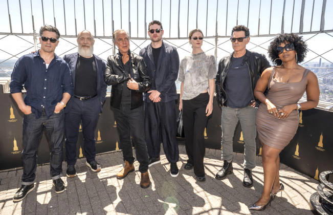July 8, 2026, New York, Ny, United States: Hamish Allan-Headley, J.K. Simmons, Titus Welliver, Tom Brittney, Hilary McCormack, Vincent Walsh, Jessica Frances Dukes visit Empire State Building ahead of the Series Premiere of MGM+â€⠢s The Westies . Held at Empire State Building in New York. Zuma Press July 8, 2026. New York United States - ZUMAp281 20260708_zea_p281_065 Copyright: xPhotoxImagexPressx