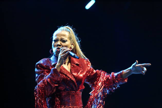 Maxine Jones von der Band En Vogue bei einem Konzert in der Uber Eats Music Hall in Berlin, 12. Juli 2026. En Vogue Konzert Berlin