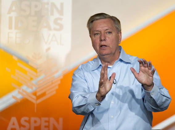 July 12, 2026: Sen. LINDSEY GRAHAM (R-SC), who was elected to the Senate in 2002 and was a close political ally of President Trump, has died, his office confirmed early Sunday. He was 71. FILE PHOTO SHOT ON: June 29, 2015, Aspen, Colorado, USA: South Carolina Senator and presidential candidate LINDSEY GRAHAM speaks at the Aspen Ideas Festival. Aspen U.S. - ZUMAce6_ 20150629_zaf_ce6_038 Copyright: xBrianxCahnx