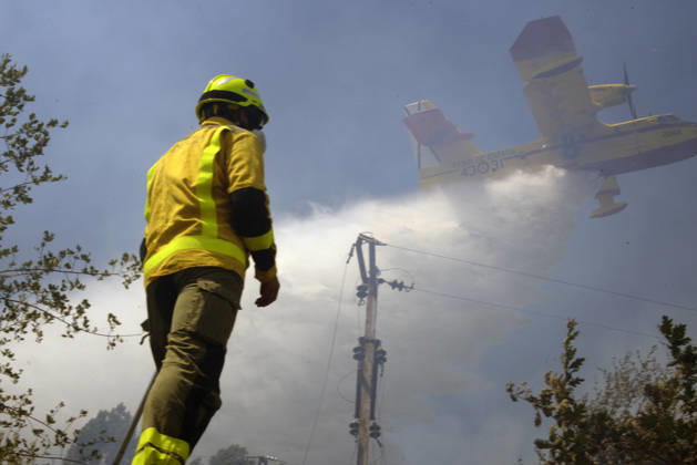 News Bilder des Tages Forest Fire Reported in the Parish of Untes, Ourense Firefighters and a water bomber are working to extinguish the forest fire in Untes on July 13, 2026, in Untes, Ourense, Galicia, Spain. A wildfire that broke out in Untes has required the deployment of ground and air firefighting resources and the temporary closure of Highway N 120 to facilitate the work of emergency services. A thick column of smoke could be seen from the city of Ourense. JULY 13, 2026 Untes, Ourense, Galicia Untes, Ourense, Galicia, Spain Copyright: xRosaxVeigax 7662761