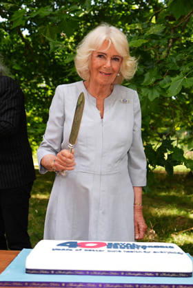 Entertainment Bilder des Tages Royal Osteoporosis Society reception Queen Camilla, President of the Royal Osteoporosis Society, cuts a cake as she hosts a reception to mark 40 years of the charity, at Clarence House, London. The Queen has championed the work of the Royal Osteoporosis Society since 1994, after seeing her own mother suffering with the disease, which resulted in her early death at the age of 72. Picture date: Wednesday July 15, 2026., Credit:Aaron Chown PA ROTA - B68 Avalon UK, London  Copyright: xAaronxChownx xPAxROTAx-xB68x xAvalonx 1116695101