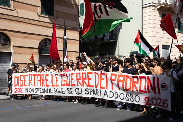 News - Genoa G8 25th anniversary protest Genoa, July 19, 2026, banner of the student section Genoa City centre Italy Copyright: xMattiaxDavidxRinaldix xLiveMediax LPN_2573737