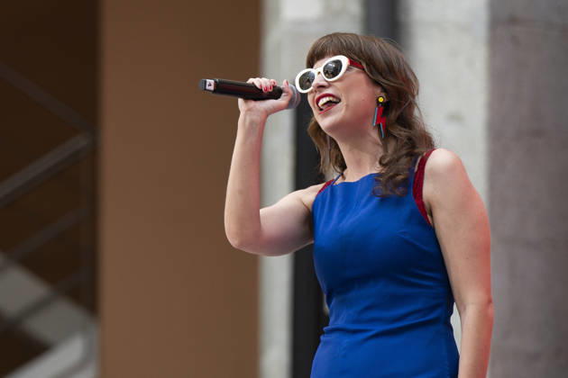 July 21, 2026, Madrid, Spain: Singer Natalia Garcia Poza known artistically as Nat Simons performs during the presentation of Hispanicity 2026 at the Casa de Correos. Madrid Spain - ZUMAs197 20260721_aaa_s197_002 Copyright: xAtilanoxGarciax