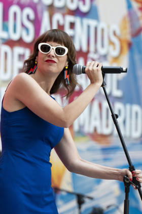 July 21, 2026, Madrid, Spain: Singer Natalia Garcia Poza known artistically as Nat Simons performs during the presentation of Hispanicity 2026 at the Casa de Correos. Madrid Spain - ZUMAs197 20260721_aaa_s197_004 Copyright: xAtilanoxGarciax