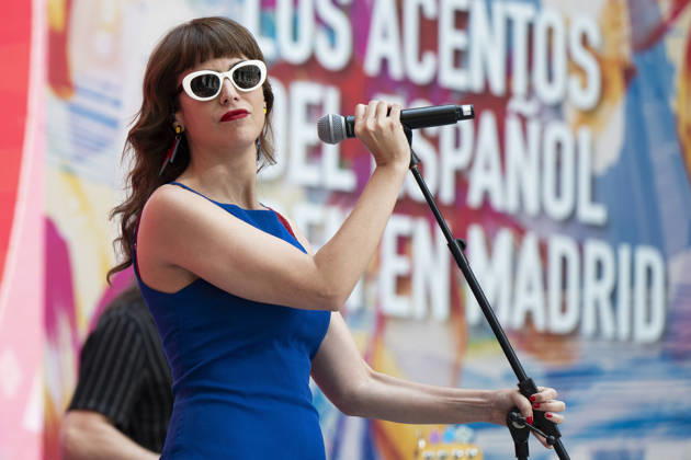 July 21, 2026, Madrid, Spain: Singer Natalia Garcia Poza known artistically as Nat Simons performs during the presentation of Hispanicity 2026 at the Casa de Correos. Madrid Spain - ZUMAs197 20260721_aaa_s197_014 Copyright: xAtilanoxGarciax