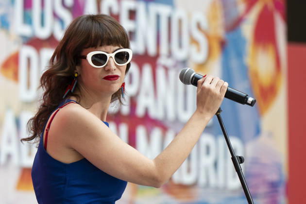 July 21, 2026, Madrid, Spain: Singer Natalia Garcia Poza known artistically as Nat Simons performs during the presentation of Hispanicity 2026 at the Casa de Correos. Madrid Spain - ZUMAs197 20260721_aaa_s197_015 Copyright: xAtilanoxGarciax