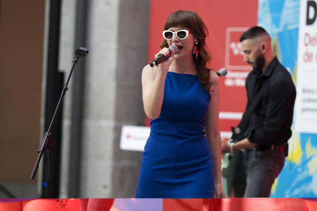 July 21, 2026, Madrid, Spain: Singer Natalia Garcia Poza known artistically as Nat Simons performs during the presentation of Hispanicity 2026 at the Casa de Correos. Madrid Spain - ZUMAs197 20260721_aaa_s197_016 Copyright: xAtilanoxGarciax
