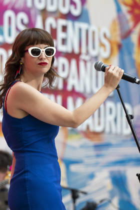 July 21, 2026, Madrid, Spain: Singer Natalia Garcia Poza known artistically as Nat Simons performs during the presentation of Hispanicity 2026 at the Casa de Correos. Madrid Spain - ZUMAs197 20260721_aaa_s197_020 Copyright: xAtilanoxGarciax