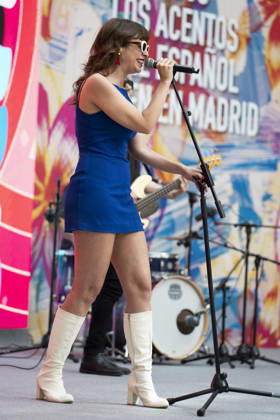 July 21, 2026, Madrid, Spain: Singer Natalia Garcia Poza known artistically as Nat Simons performs during the presentation of Hispanicity 2026 at the Casa de Correos. Madrid Spain - ZUMAs197 20260721_aaa_s197_019 Copyright: xAtilanoxGarciax