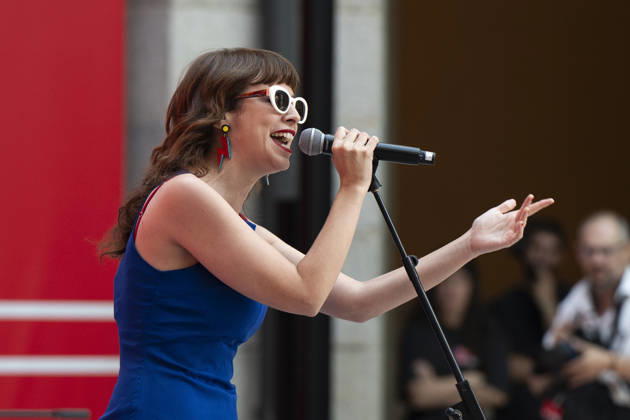 July 21, 2026, Madrid, Spain: Singer Natalia Garcia Poza known artistically as Nat Simons performs during the presentation of Hispanicity 2026 at the Casa de Correos. Madrid Spain - ZUMAs197 20260721_aaa_s197_021 Copyright: xAtilanoxGarciax