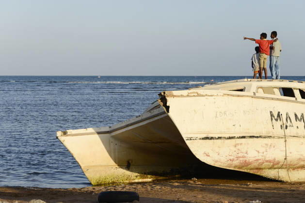 Djibouti, Bab al Mandab DJIBOUTI , Obock, strait Bab al-Mandab, from here ethiopian migrants try to cross by boat to Yemen to go on to Saudi Arabia or Europe