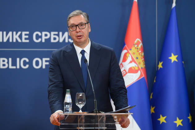 Serbian president Aleksandar Vucic speaks during meeting with Ukrainian president Volodymyr Zelenskyy President Aleksandar Vucic. President Volodymyr Zelenskyy visiting Belgrade Serbia on August 8, 2026. Official Visit of the President of Ukraine to Serbia, Credit:Press Service Of The President Of Ukraine B66 Avalon Serbia, Belgrade  Copyright: xPressxServicexOfxThexPresidentxOfxUkrainex xB66x xAvalonx 1122081950