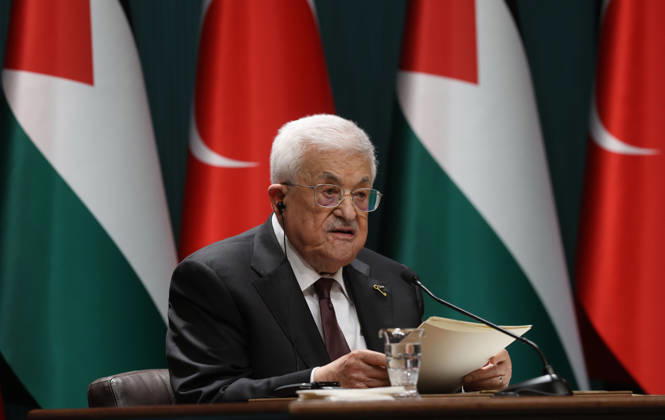 (260812) -- ANKARA, Aug. 12, 2026 -- Palestinian President Mahmoud Abbas attends a joint press conference in Ankara, T¨¹rkiye, on August 12, 2026. ( Handout via Xinhua) T?RKIYE-ANKARA-ERDOGAN-ABBAS-MEETING MustafaxKaya 