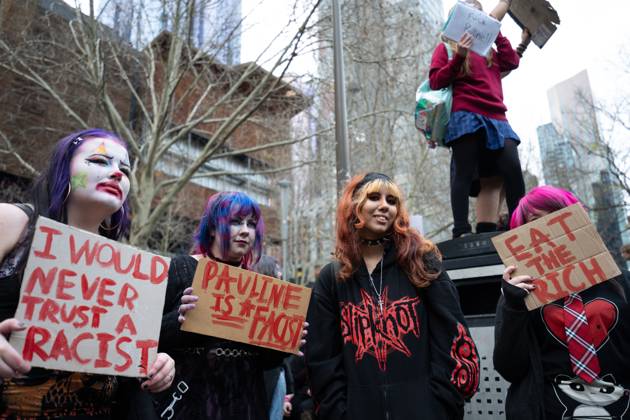 August 13, 2026, Melbourne, Victoria, Australia: MELBOURNE, VICTORIA, AUSTRALIA Ã¢â‚¬ AUGUST 13, 2026: High school and university students leave classes to take part in a protest in Melbourne opposing Australian senator Pauline Hanson and her political views. Demonstrators march through the city carrying banners and chanting slogans during the student-led rally. Melbourne Australia - ZUMAq101 20260813_zna_q101_055 Copyright: xGwendolynxDillonx