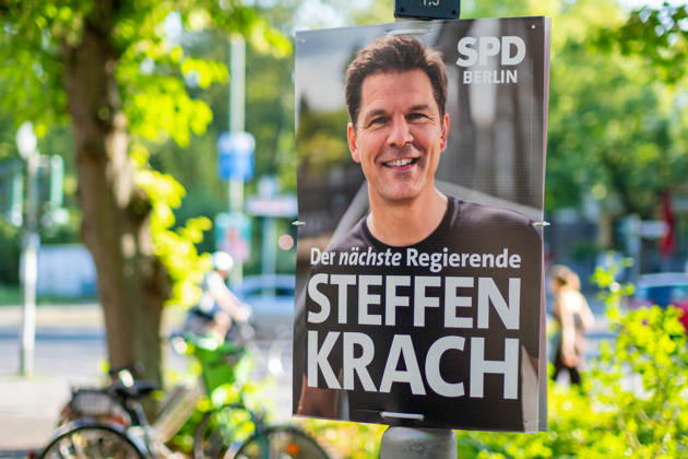 Berlin,05.08.2026,Wahlplakat der Partei SPD Steffen Krach zur Wahl zum 20.Abgeordnetenhaus von Berlin sowie zu den Bezirksverordnetenversammlungen am 20.09.2026.