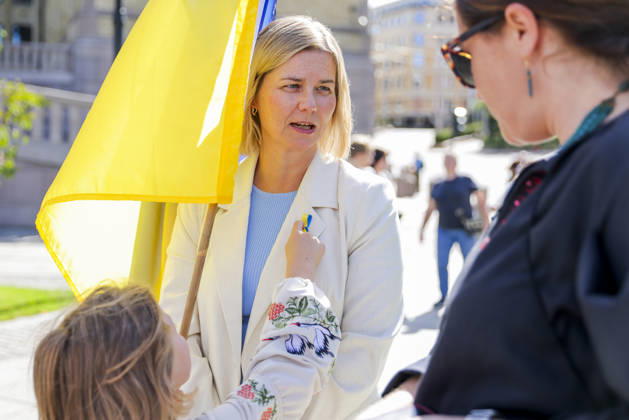 Markering av den ukrainske uavhengighetsdagen i Oslo Oslo 20260823. Guri Melby (V) under markering av den ukrainske uavhengighetsdagen pa Eidsvolls plass utenfor Stortinget i Oslo. Foto: Amanda Pedersen Giske NTB Oslo Norge iJ4q8vYl9Sg EDITORIAL USE ONLY Ref:_BNC_POLiJ4q8vYl9Sg.jpg Copyright: xAmandaxPedersenxGiskex xNTBx