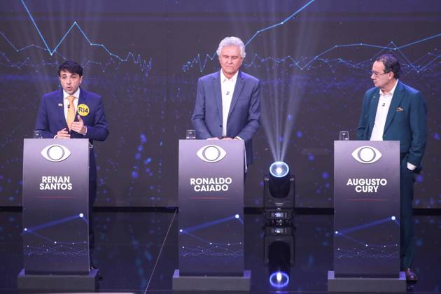 Band hosts the first presidential debate without Lula and Flavio Bolsonaro. Sao Paulo, SP. 08 23 2026 - Presidential Debate - Candidates Renan Santos (Missao), Ronaldo Caiado (PSD), and Augusto Cury (Avante) participate in the first debate of the presidential election race, promoted by TV Bandeirantes, at the station s headquarters in the southern zone of Sao Paulo, this Sunday, August 23, 2026.(Foto: Marina Uezima Brazil Photo Press Brazil Photo Press) INTERNATIONAL Sao Paulo Sao Paulo Brasil Copyright: xMarinaxUezimax