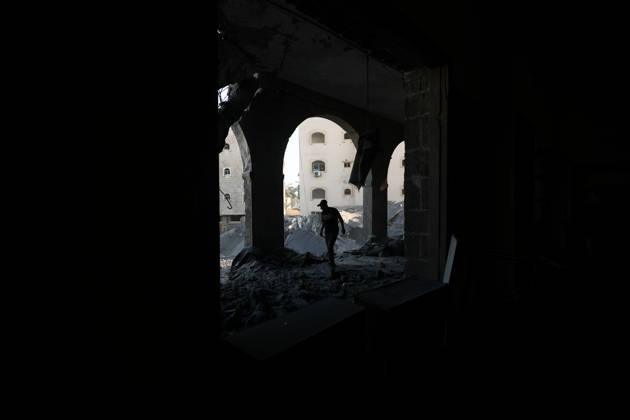 Abu Salim Mosque severely damaged in Israeli airstrike in Deir al-Balah DEIR AL-BALAH, GAZA, PALESTINE - AUGUST 25: General view of the severe destruction at the Abu Salim Mosque and surrounding neighborhood following an Israeli airstrike carried out despite the ceasefire in Deir al-Balah, in the central Gaza Strip, Palestine on August 25, 2026. The strike caused widespread collapse, reduced parts of the religious building to rubble, and damaged nearby residential structures and streets across the area. Moiz Salhi Anadolu Deir al-Balah Gaza. Editorial use only. Please get in touch for any other usage.  Copyright: x2026xAnadoluxMoizxSalhix