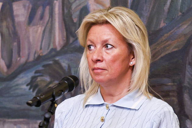 RUSSIA, MOSCOW - AUGUST 25, 2026: Russian Foreign Ministry Spokesperson Maria Zakharova looks on during a press briefing by Russia s Foreign Minister Sergei Lavrov and Archbishop Paul Richard Gallagher, Vatican s Secretary for Relations with States, following their talks at the Reception House of the Russian Foreign Ministry. Sergei Bulkin TASS  96627625