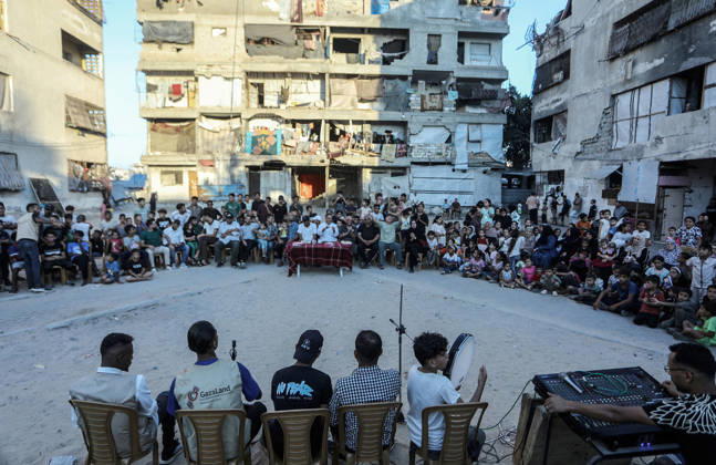 Mawlid al-Nabi in Khan Yunis KHAN YUNIS, GAZA, PALESTINE - AUGUST 25: Palestinians mark Mawlid al-Nabi, the anniversary of the birth of Prophet Muhammad, among the rubble of homes destroyed in Israeli attacks in Khan Yunis, Gaza, Palestine on August 25, 2026. Abed Rahim Khatib Anadolu Khan Yunis Gaza. Editorial use only. Please get in touch for any other usage.  Copyright: x2026xAnadoluxAbedxRahimxKhatibx