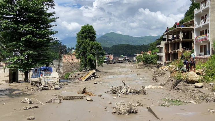 RECORD DATE NOT STATED Flash flood ravages Nepal™s Rasuwa Rasuwa Nepal , Aug 26 (ANI): A view of a residential area damaged by a mud-laden flash flood following an outburst in the Bhotekoshi River, in Rasuwa on Wednesday. (ANI Video Grab) Rasuwa Nepal Copyright: xANIx ANI_20260826169