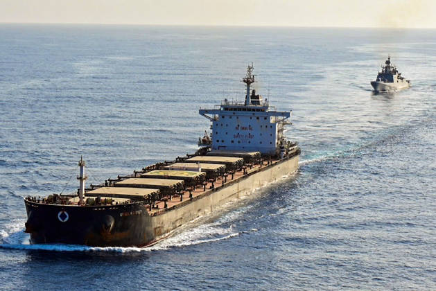 RECORD DATE NOT STATED Indian Navy ensures safe transit of merchant vessels MV Union Mariner, Dagher through Bab-el-Mandeb Strait New Delhi, Aug 26 (ANI): A mission-deployed unit of the Indian Navy monitors the safe transit of merchant vessels MV Union Mariner and MV Dagher through the Bab-el-Mandeb Strait, on Tuesday. (Indian Navy ANI Photo) NEW DELHI Delhi India Copyright: xANIx ANI_20260826195
