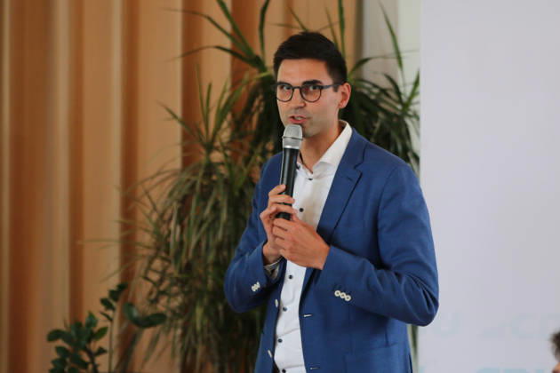 26.08.2026 Politik CDU Bürgerdialog mit Dr. Johann Wadephul, Sepp Müller und Dr. Anja Schneider Kornhaus Dessau Sepp Müller (CDU, MdB) eröffnet Bürgerdialog. Dessau-Roßlau Sachsen-Anhalt Deutschland