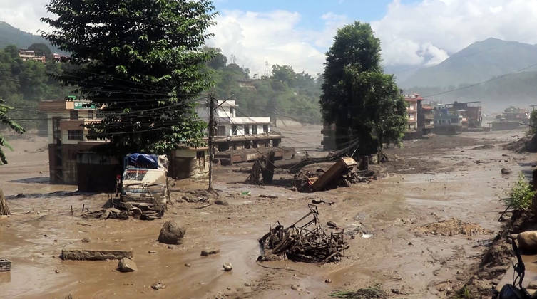 RECORD DATE NOT STATED Flash flood ravages Nepal™s Rasuwa Rasuwa Nepal , Aug 26 (ANI): An area devastated by mud-laden floodwaters following a flash flood caused by an outburst in the Bhotekoshi River, in Rasuwa on Wednesday. Around 105 Indians among the foreign nationals reported missing after the flash flood. (RSS Nepal ANI Video Grab) Rasuwa Nepal Copyright: xANIx ANI_20260826317