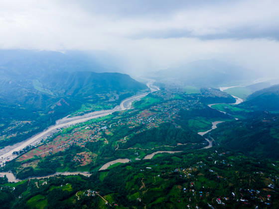 Aerial View Shows Extensive Damage After Flash Flood Sweeps Through The Bhotekoshi River In Nuwakot Aerial view shows flood-damaged areas after a flash flood swept through the Bhotekoshi River in Nuwakot, Nepal, on August 26, 2026. The flooding caused widespread damage to homes, roads, bridges and other infrastructure in the area, while many people remain missing; the figures are still developing Nuwakot bagmati Nepal  Copyright: xAmbirxTolangx originalFilename: tolang-aerialvi260826_nplXs.jpg