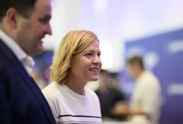 Henna Virkkunen (Finland, National Coalition Party, Exekutiv-Vizepräsidentin der Europäischen Kommission für technologische Souveränität, Sicherheit und Demokratie). Politische Eröffnung der gamescom, am 26.08.2026 gamescom vom 26.08. - 30.08.2026 in Köln Deutschland. Messe