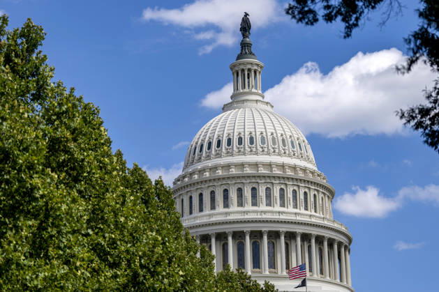 The American flag is lowered to half staff over the U.S. Capitol to honor the late country music singer and philanthropist Dolly Parton in Washington, DC on Wednesday, August 26, 2026. Parton died yesterday at the age of 80 after a brief battle with cancer.  WAP20260826341 BONNIExCASH