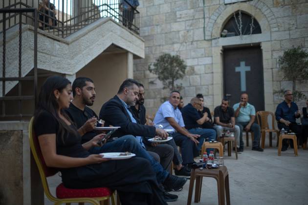 Palestinians bid farewell to artist Sliman Mansour in Birzeit BIRZEIT, WEST BANK, PALESTINE, AUGUST 26, 2026: Palestinians bid farewell to prominent Palestinian artist Sliman Mansour at St. Peter™s Church in Birzeit following his funeral. Mansour was known for paintings depicting Palestinian identity, heritage and everyday life. Birzeit Palestine, State of Copyright: x xRomanxLevinx xJNAxPressx