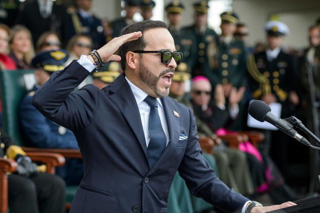 August 26, 2026, Bogota, Bogota D.C, Colombia: Colombian president Abelardo De La Espriella takes part during an event announcing the new military chiefs for his government at the Jose Maria Cordova Military Cadets Academy in Bogota, Colombia August 26, 2026. Bogota Colombia - ZUMAvp1_ 20260826_zia_vp1_004 Copyright: xSebastianxBarrosx