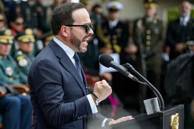 August 26, 2026, Bogota, Bogota D.C, Colombia: Colombian president Abelardo De La Espriella takes part during an event announcing the new military chiefs for his government at the Jose Maria Cordova Military Cadets Academy in Bogota, Colombia August 26, 2026. Bogota Colombia - ZUMAvp1_ 20260826_zia_vp1_006 Copyright: xSebastianxBarrosx