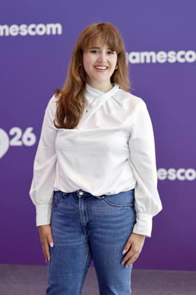 Politikerin Ricarda Lang (Grüne) vor dem Gamescom-Logo auf der weltgrößten Computerspielmesse Gamescom 2026 in der KoelnMesse. (Themenbild, Symbolbild) Köln, 26.08.2026 NRW Deutschland Copyright: xChristophxHardtx