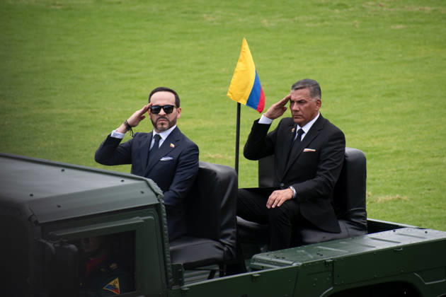 Colombian President Abelardo De La Espriella Apoints New Military Leadership Generals Colombia s Minister of Defense Jorge Eduardo Mora and colombian president Abelardo De La Espriella takes part during an event announcing the new military chiefs for his government at the Jose Maria Cordova Military Cadets Academy in Bogota, Colombia August 26, 2026. Bogota Bogota D.C Colombia Copyright: xLuisaxBorjaxLunax